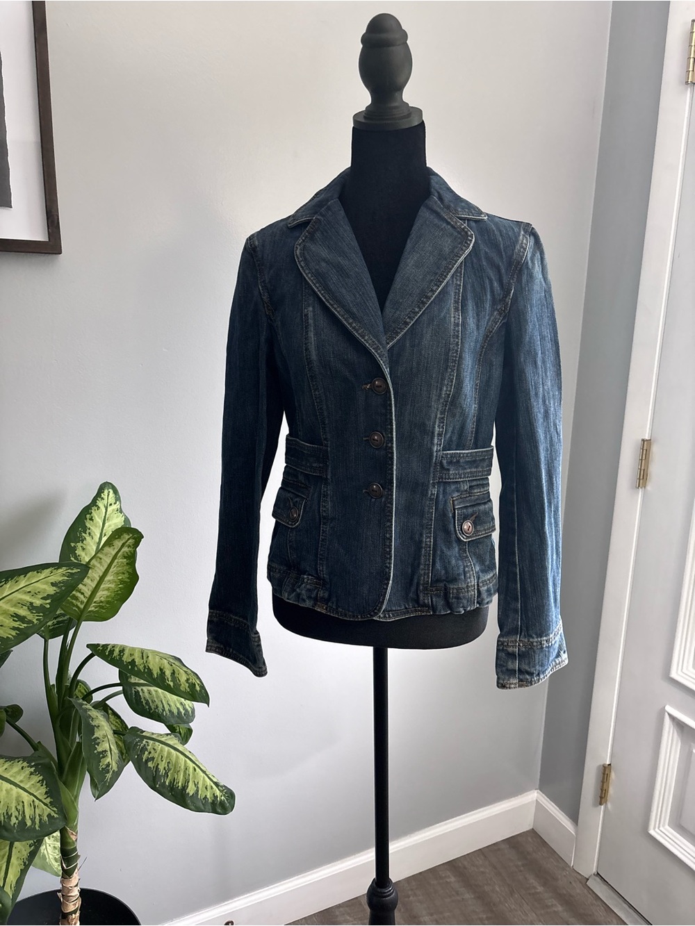 LOFT Dark Blue Denim Blazer Jacket